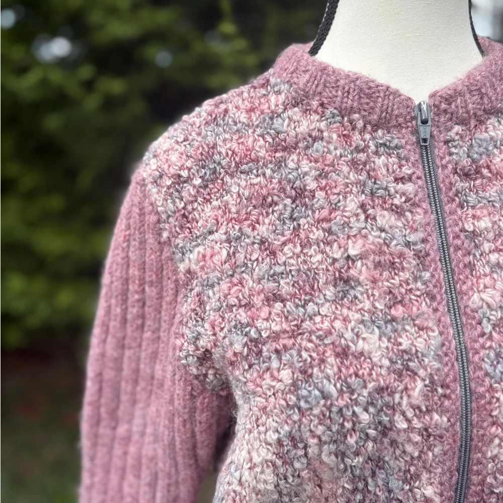 Handcrafted Wool Zip Cardigan Sz Sm/Med - Picture 7 of 8